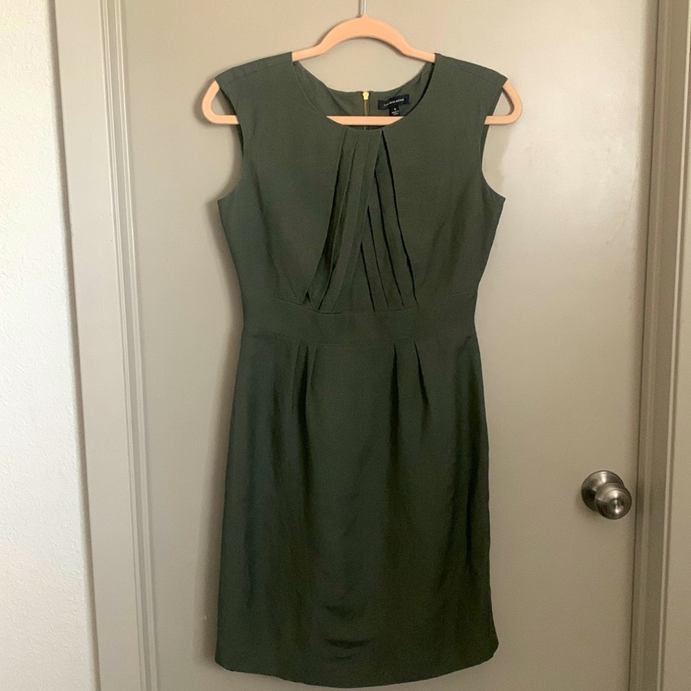 Saks Fifth Avenue, linen dress, olive green, size 4.